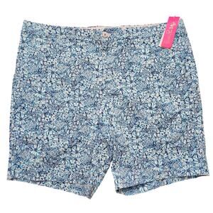 NWT Lilly Pulitzer Beaumont Stretch Cumulous Blue Blooming Together Shorts 42 R